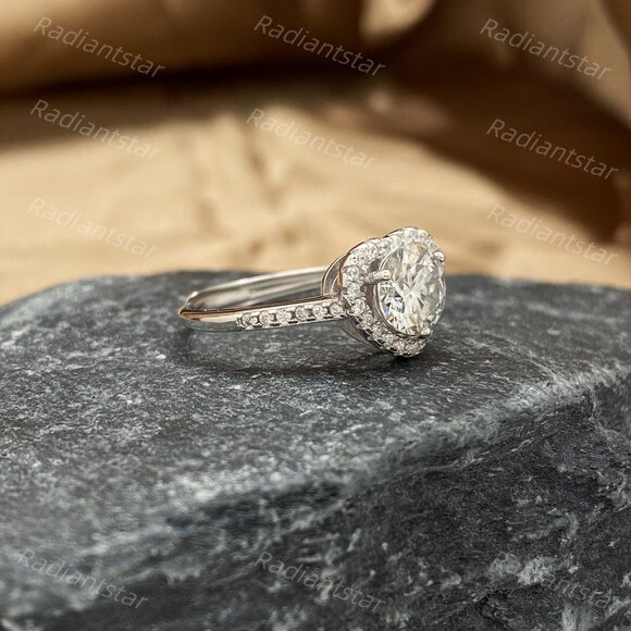 NEW Certified 1ct. t.w. Moissanite Halo Heart Ring - Picture 5 of 8